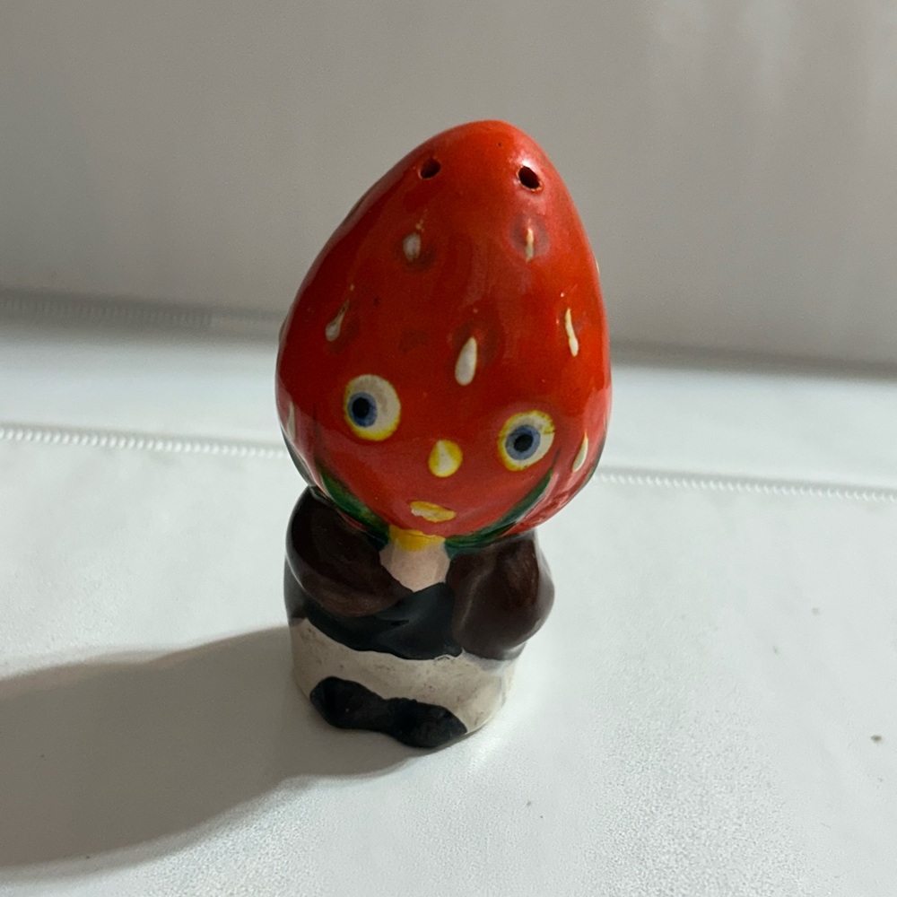 1950’s Strawberry Anthropomorphic 2 Hole Pepper Shaker